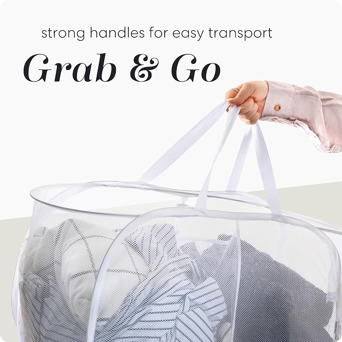 Handy Laundry Collapsible Laundry Basket, 2-Compartment Mesh Hamper – Foldable - Image 7
