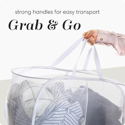 Handy Laundry Collapsible Laundry Basket, 2-Compartment Mesh Hamper – Foldable - Image 7