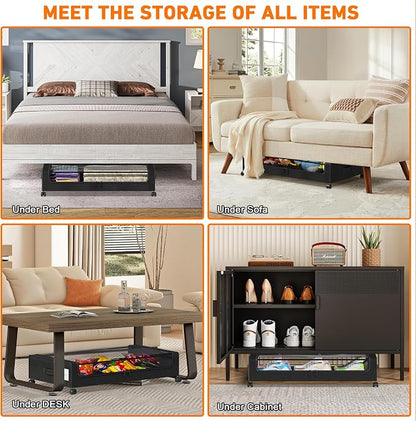 Under Bed Storage with Wheels, 2 Pack Under Bed Storage Containers with Clear - Image 5