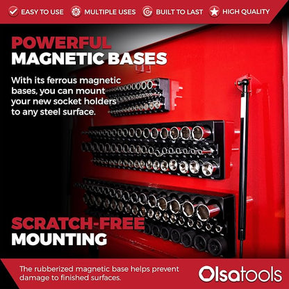 Olsa Tools Magnetic Socket Organizer | 3pc Socket Holder Kit | 1/2-Inch - Image 4