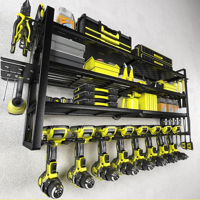 KAFAHOM Power Tool Organizer-8 Drill Holder Wall Mount，Tool Organizer and by KAFAHOM