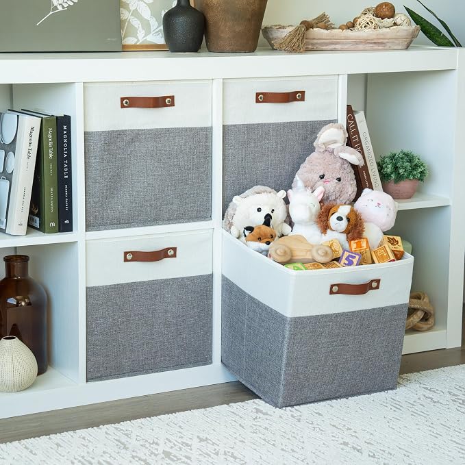 OrganiHaus 13" x 13" x 13" Cube Fabric Storage Bins Set of 4, Fabric Storage - Image 3