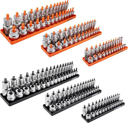 OEMTOOLS 22418 Magnetic Socket Organizer Set, 6-Piece Holder Set Includes 1/4" by OEMTOOLS