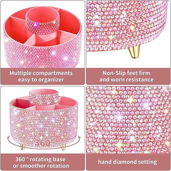 Bling 360° Rotate Makeup Brush Holder Organizer, Makeup Organizers Countertop - Image 3