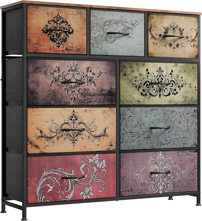 WLIVE 9 Drawer Dresser, Fabric Storage Tower by WLIVE