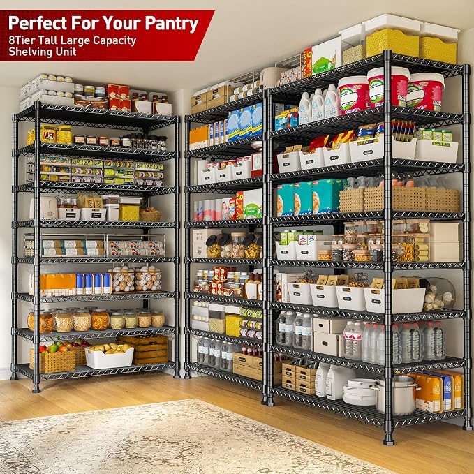 REIBII 8 Tier Metal Shelving 75"H Storage Shelves Tall Wire Shelving Unit - Image 2