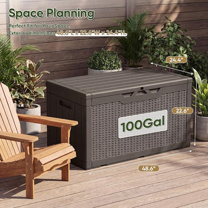 Flamaker Outdoor Storage Box 100 Gallon Waterproof Resin Deck Box Delivery - Image 4