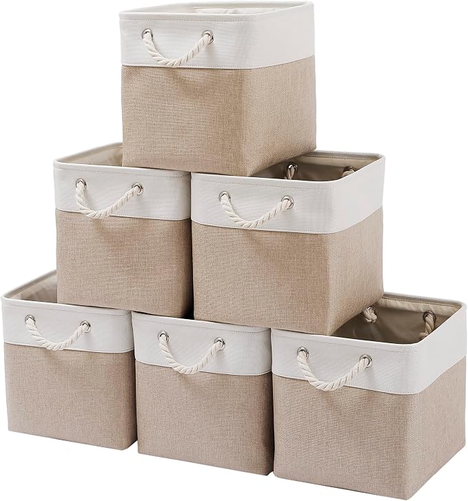 MidmmVick 11 x 11 Inch Cube Storage Bins, 6 Pack Large Collapsible Fabric by Midmmvick
