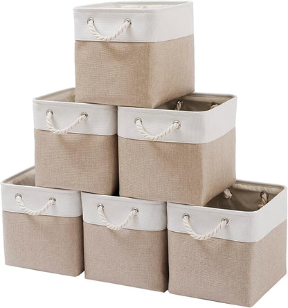 MidmmVick 11 x 11 Inch Cube Storage Bins, 6 Pack Large Collapsible Fabric by Midmmvick