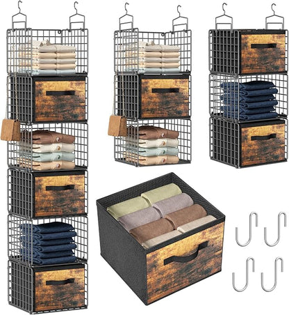 Closet Hanging Organizer with Drawers, 6 Tier Metal Closet Organizers and by Orapoke