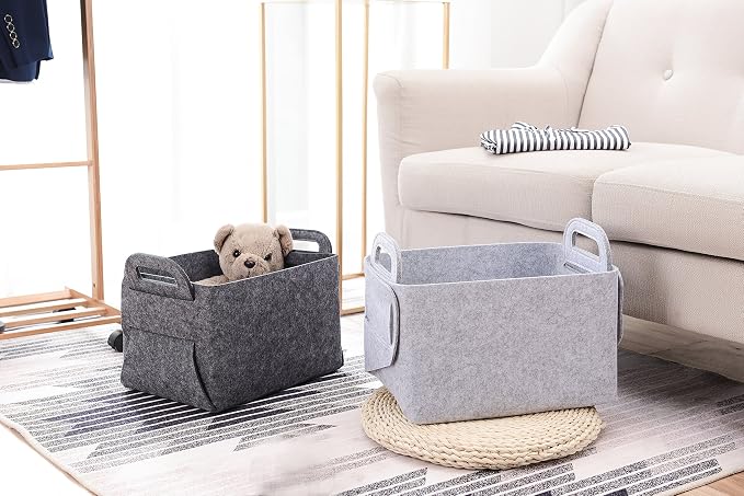 Storage Basket Felt Storage Bin Collapsible& Convenient Box Organizer - Image 3
