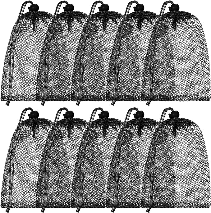 TecUnite 10 Pcs Mesh Bags Drawstring Laundry Bags Large Nylon Mesh Gift by TecUnite