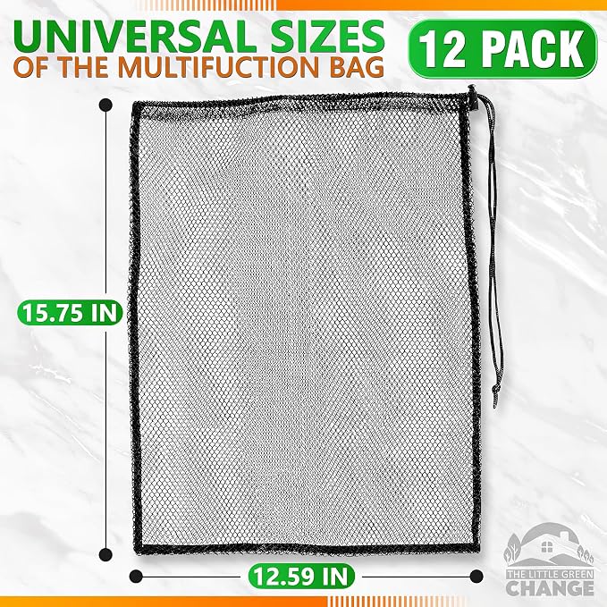 12 Pcs Mesh Laundry Bags Drawstring, 12.6x15.5 In, Nylon | Mesh Bags - Image 2