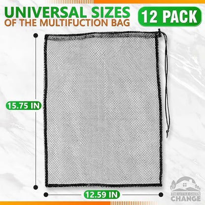 12 Pcs Mesh Laundry Bags Drawstring, 12.6x15.5 In, Nylon | Mesh Bags - Image 2