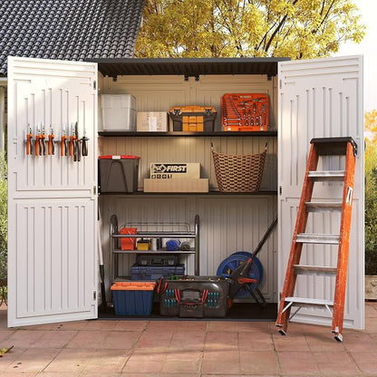 EHHLY Vertical Resin Storage Shed, 60 Cuft Garden Tool Sheds & Outdoor Storage - Image 4