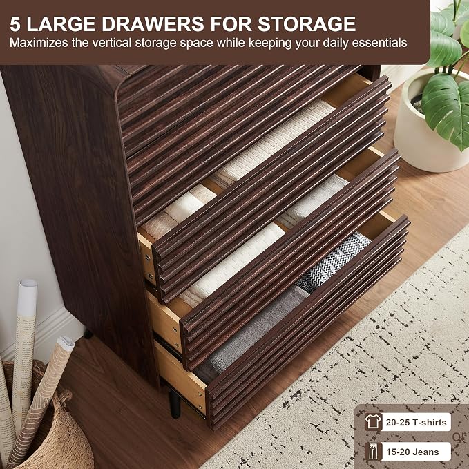 RedLemon 5 Drawers Dresser for Bedroom, Chest of Drawers - Image 5