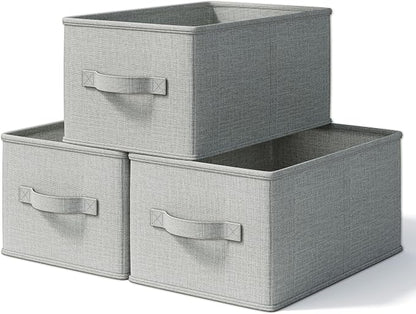 3 Pack Fabric Storage Bins for Shelves | 14.75x10.25x8.25 in Storage Baskets | by LaySpace-YourRoomOrganizer