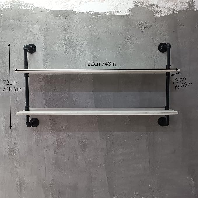 HDDFER Floating Shelves for Wall Bookshelf Industrial Pipe Shelving Shelves - Image 2