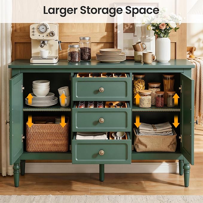 RoyalCraft Buffet Cabinet with 2 Doors & 3 Drawers, Vintage Sideboard with - Image 3