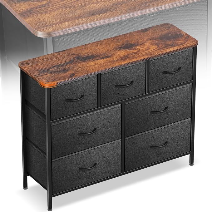 Curved Profile Dresser for Bedroom, Chest of Drawers, 7 Storage Drawers by Sonharlar