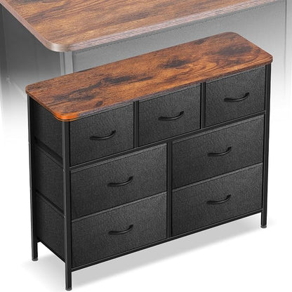 Curved Profile Dresser for Bedroom, Chest of Drawers, 7 Storage Drawers by Sonharlar