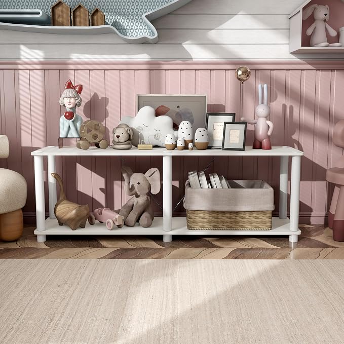 Homes: Inside + Out Apexa Modern 2-Tier Extra Wide Shelving Units, Collectibles - Image 2