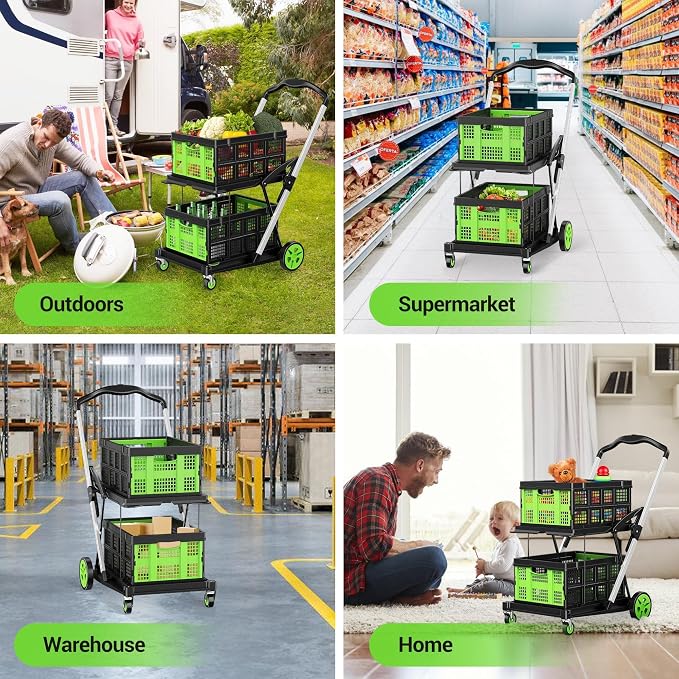 Collapsible Shopping Cart, 8-in-1 200LBS Multi Functional Utility Cart - Image 6