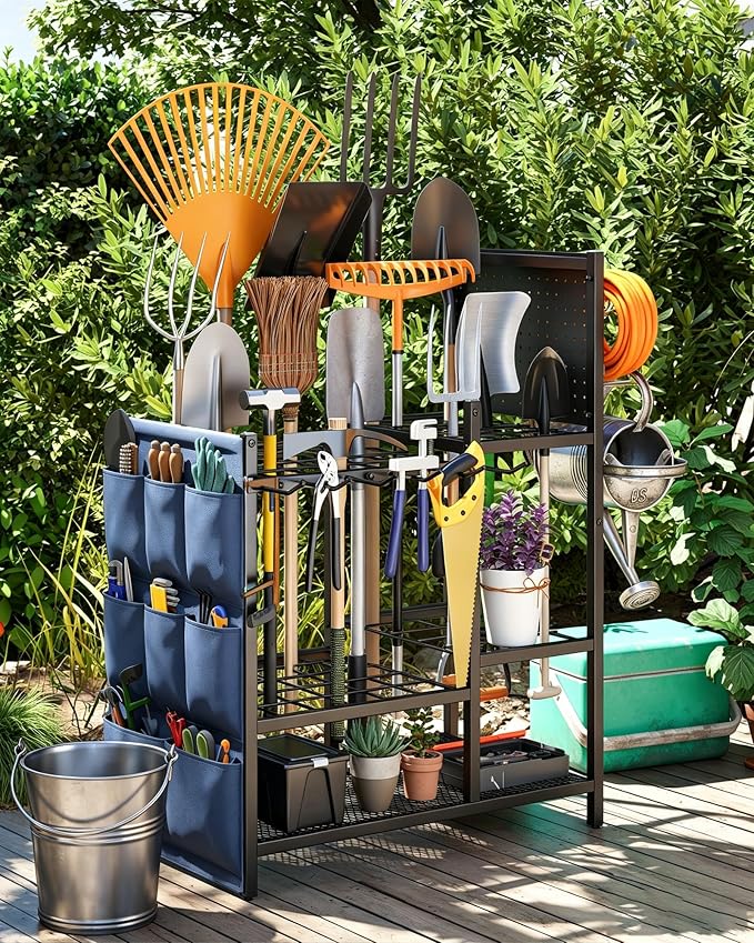 Garden Tool Organizer with Pegboard, Yard Tool Holder Standing - Image 6
