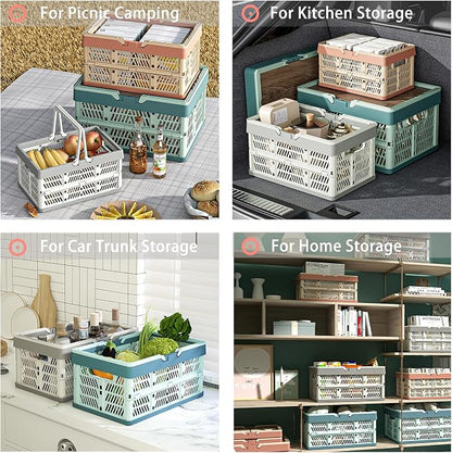 Collapsible Plastic Storage Crate - 20L Folding Organizer Basket Portable - Image 6