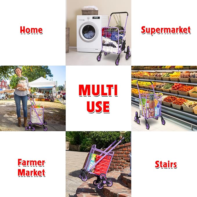 dbest Products Stair Climber Cruiser Cart Shopping Grocery Rolling Folding - Image 5