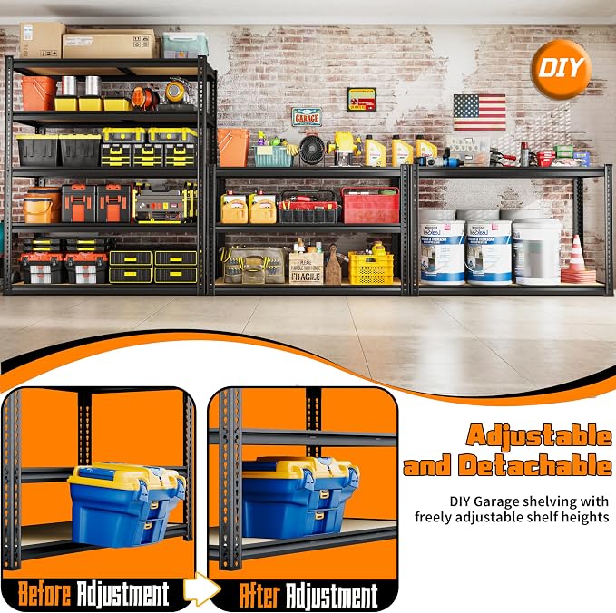 2300LBS Storage Shelves Heavy Duty 5 Tier Garage Storage Shelving, Adjustable - Image 7