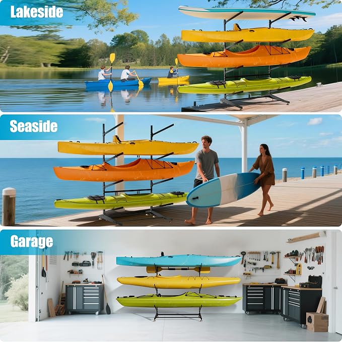 Kayak Storage Rack, Heavy-Duty Outdoor Canoe Rack, Reinforced, and Enhanced - Image 8
