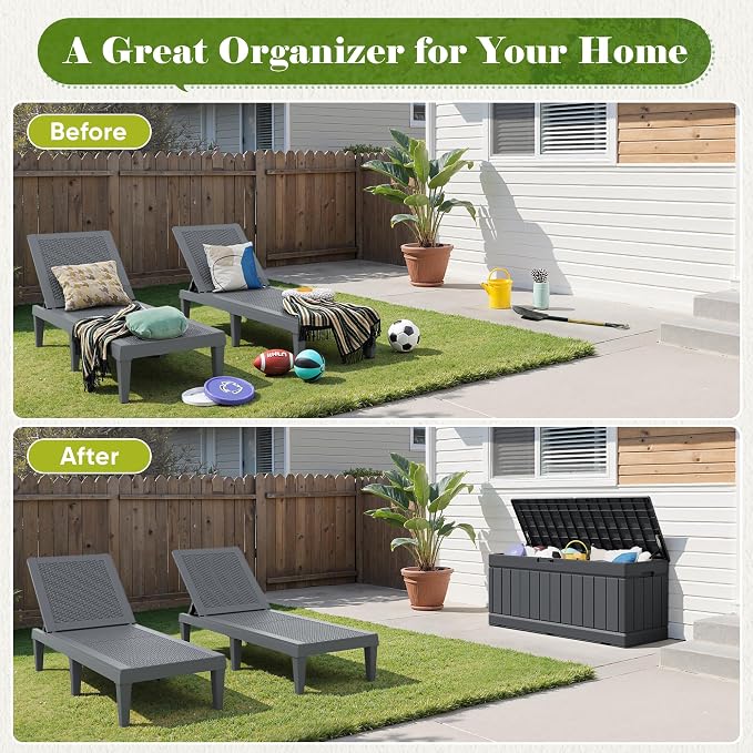 Flamaker Outdoor Storage Box 80 Gallon Resin Waterproof Deck Box Delivery Box - Image 5