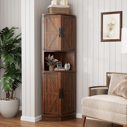 Vabches 64.8" Tall Farmhouse Corner Cabinet by Vabches