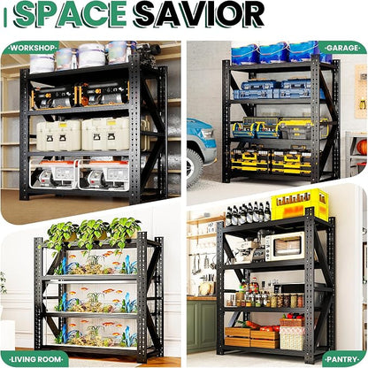 4 Tier Heavy Duty Garage Shelving, Industrial Shelving Built - Image 8