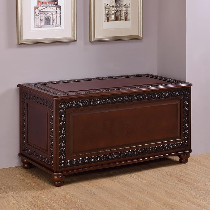 BOWERY HILL 40" x 21" Traditional Wood Cedar Blanket Chest, Flip Open Storage - Image 4