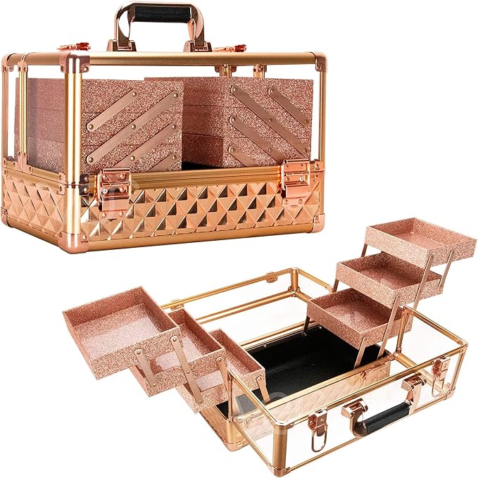 Ver Beauty Makeup Train Case 14 inch Armored Acrylic Large Portable Cosmetic by VerBeauty