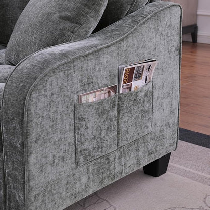ERYE Chenille Tufted Loveseat Sofa and Ottoman Set, Tufted Recliner Sleeper - Image 9