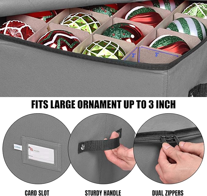 Christmas Ornament Storage Box, 4 Individual Trays Xmas Storage Container - Image 5