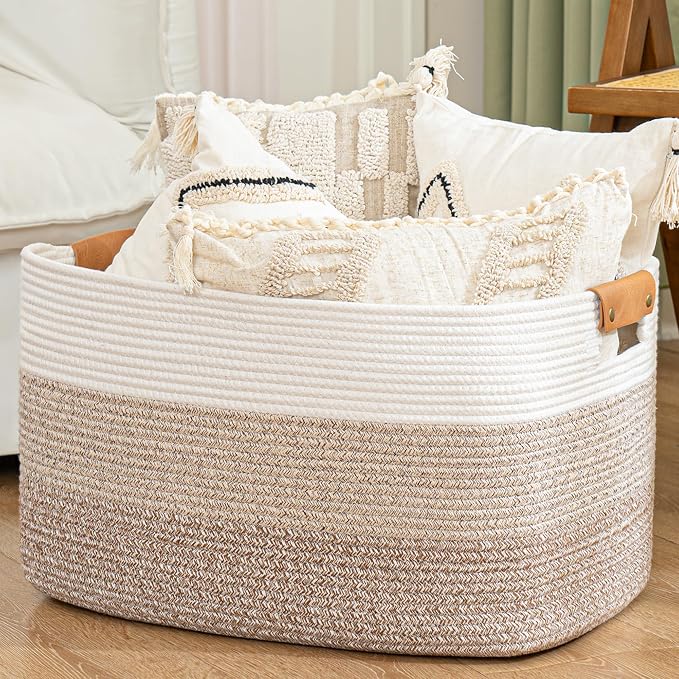 danpinera Blanket Basket, 72L Woven Storage basket by danpinera
