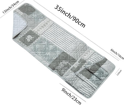 Brilliant Sunshine Grey Floral Patchwork Sofa Armrest 5 Pockets Organizer - Image 4