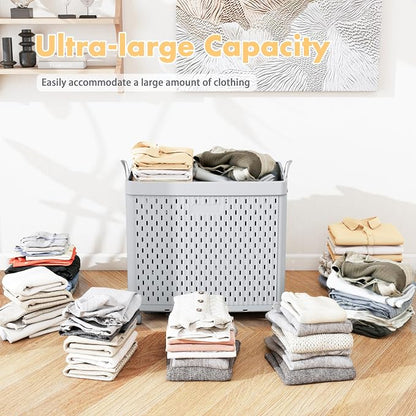 UAK Laundry Basket with Wheels, Collapsible Plastic Laundry Hamper with Handle - Image 6