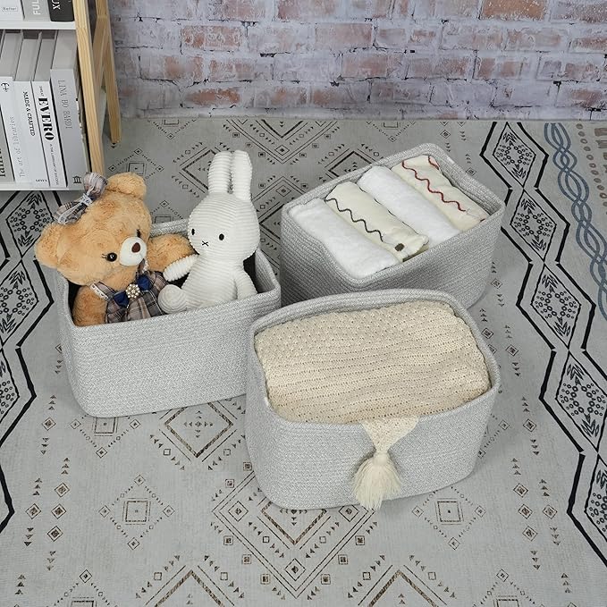 Cotton Rope storage Basket Bins Woven Basket - Image 5
