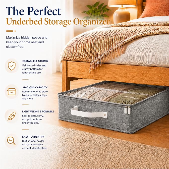 HOMELUX THEORY 2pc Under Bed Storage Containers, Bedroom Under the Bed Drawer - Image 7