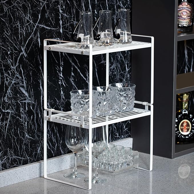 2Pack Kitchen Cabinet Shelf Counter Organizer Rack Pantry Storage Bathroom - Image 6