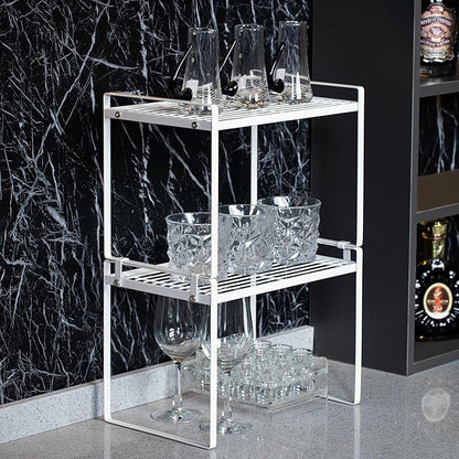 2Pack Kitchen Cabinet Shelf Counter Organizer Rack Pantry Storage Bathroom - Image 6