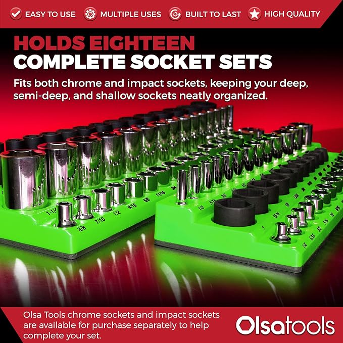 Olsa Tools Magnetic Socket Organizer | 6pc Socket Holder Kit | 1/2-Inch - Image 2