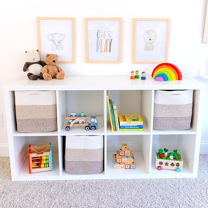 NaturalCozy 13x15x13 Kallax Storage Cubes Bins, 3 Pack | Cotton Rope Cube - Image 3