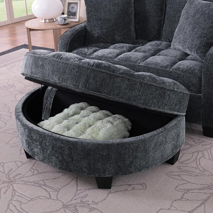ERYE Chenille Tufted Loveseat Sofa and Ottoman Set, Tufted Recliner Sleeper - Image 8