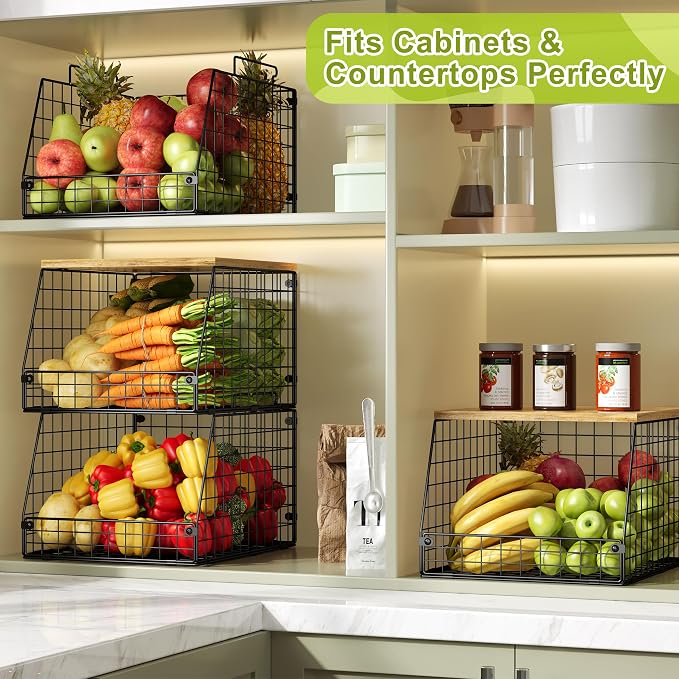 Jakyitvi 4 Pack Stackable Wire Baskets - Image 4